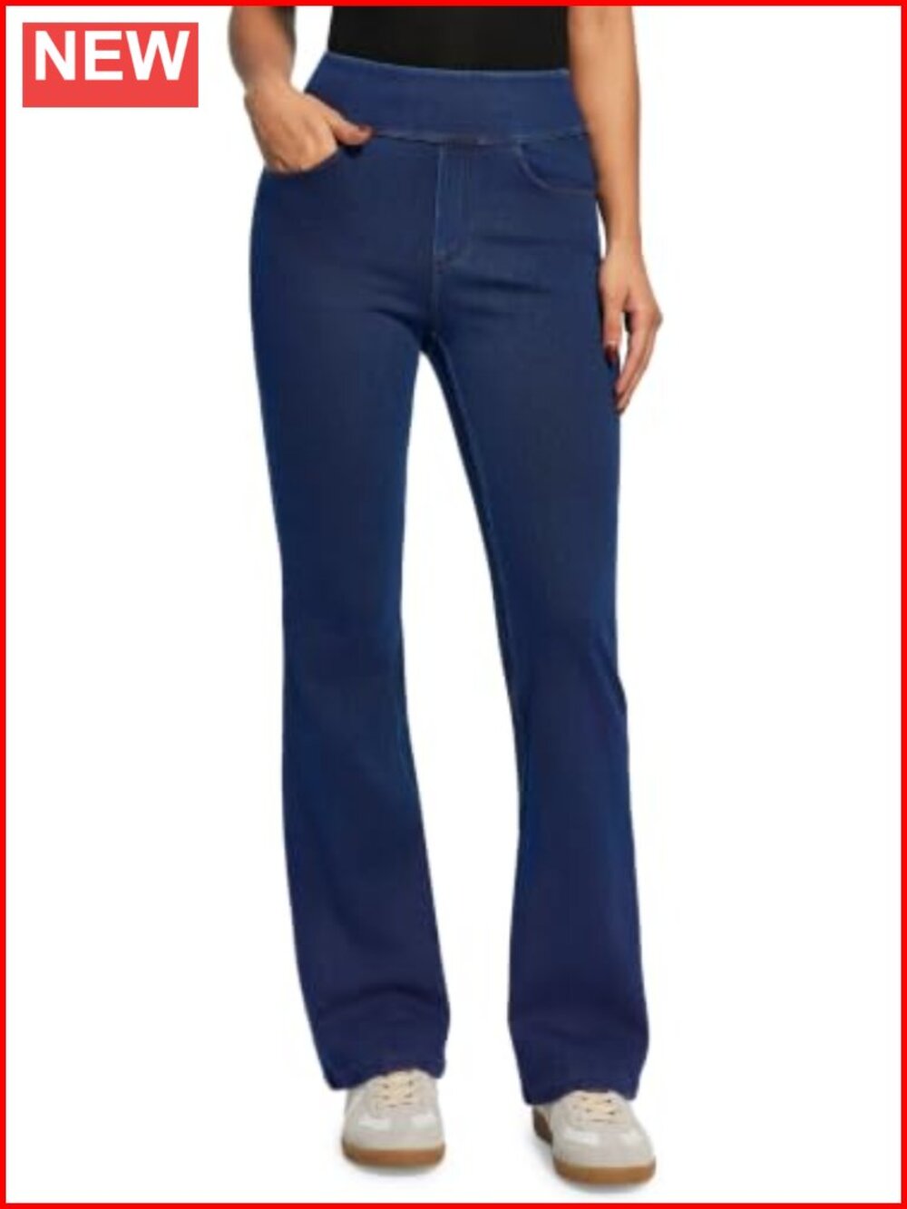 Women's Stretchy Pull On Bootcut Jeans High Waisted Flare Pants Tummy Control